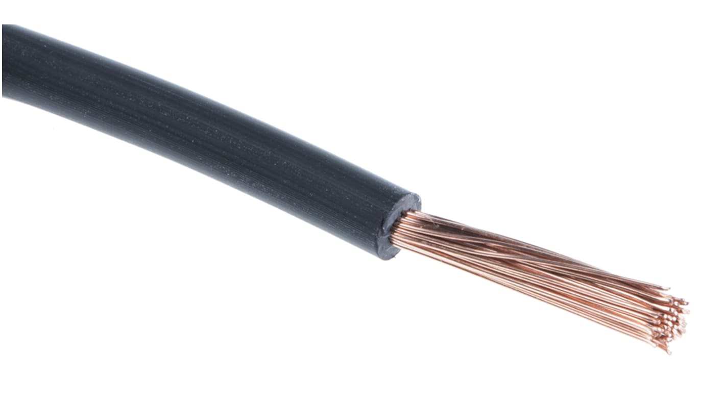 RS PRO Black 1.3 mm² Hook Up Wire, 16 AWG, 30/0.25 mm, 100m, Cross Linked Polyolefin Insulation