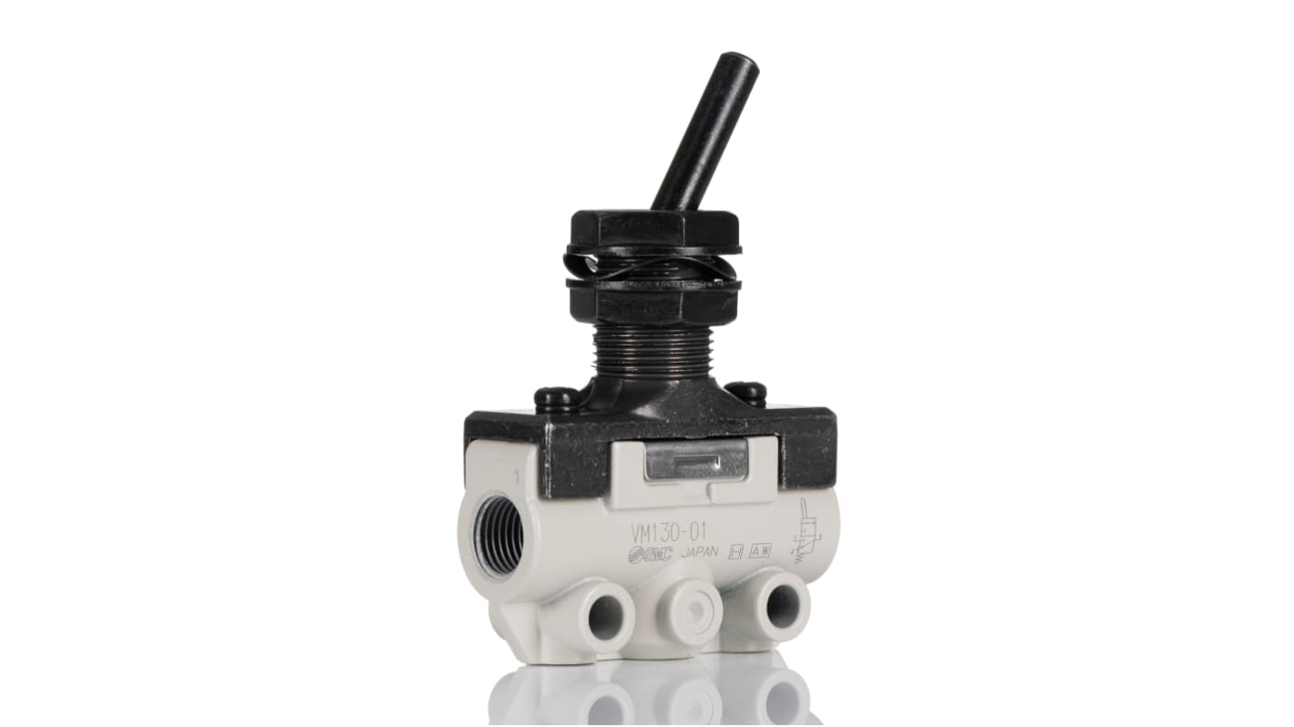 SMC Toggle Lever Pneumatic Relay Pneumatic Manual Control Valve VM100 Series, R 1/8, 1/8, III B