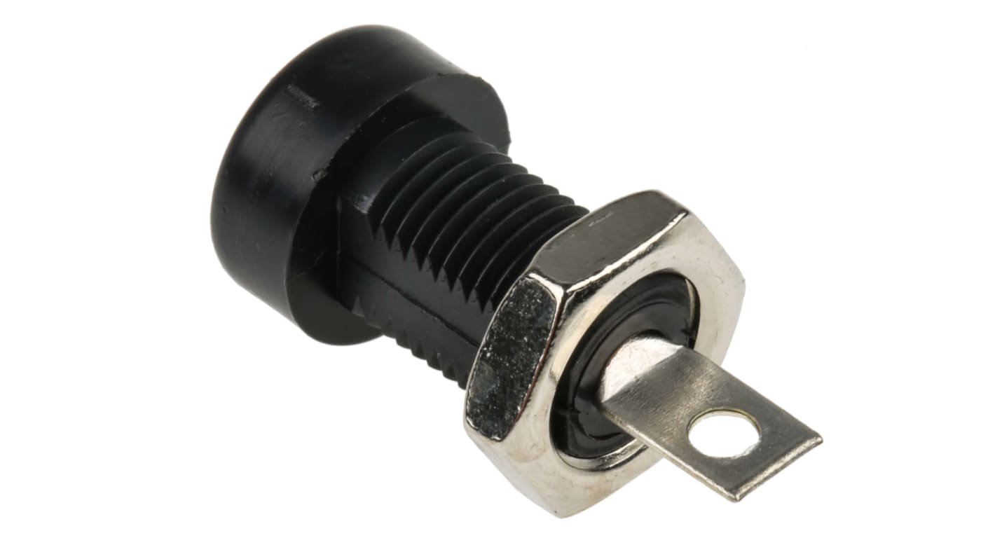 Cinch Black Female Banana Socket, 4 mm Connector, Solder Termination, 15A, 3500V, Tin Plating