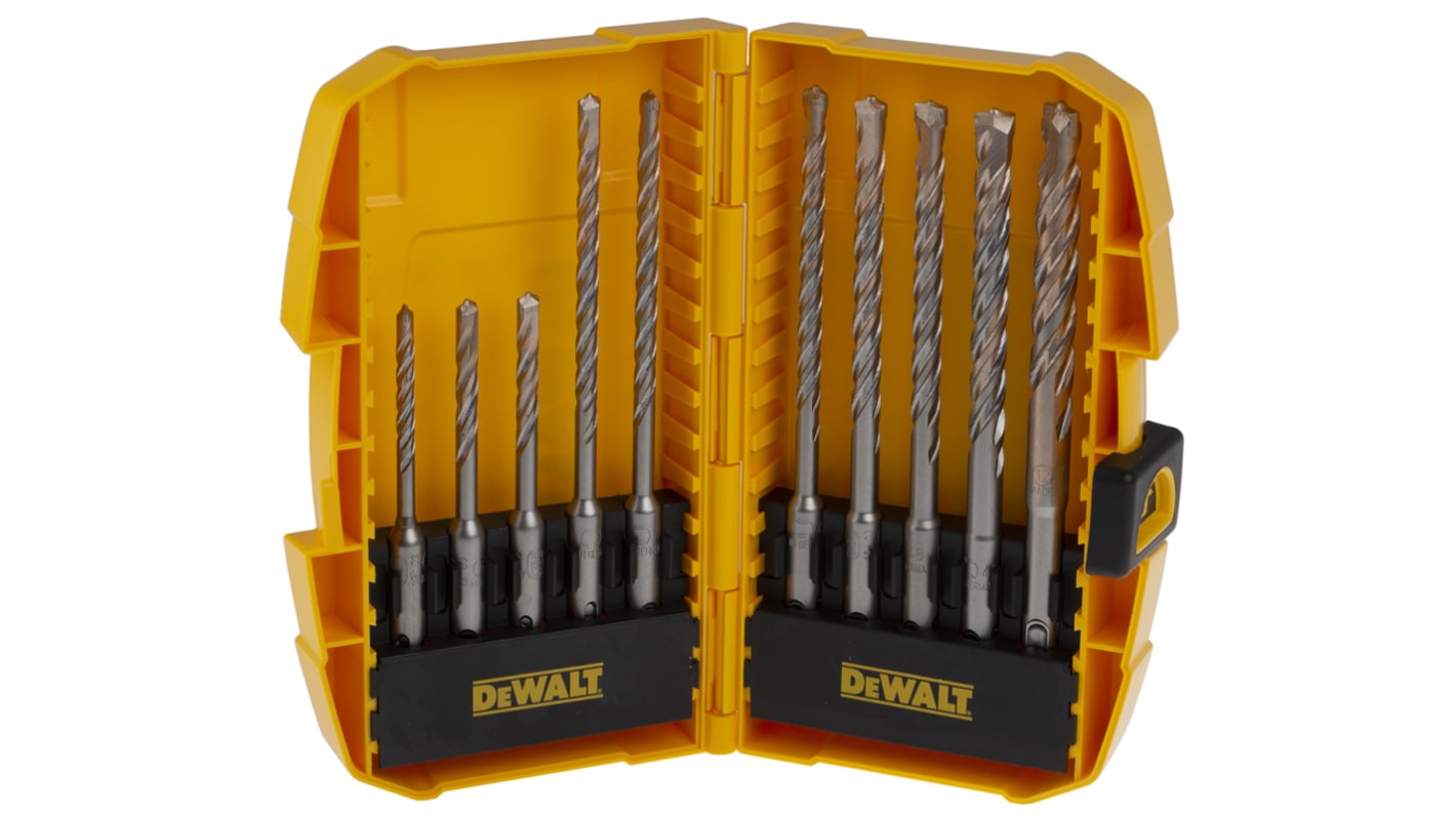 DeWALT 10-Piece SDS Drill Bit Set for Masonry, 12mm Max, 5mm Min, Tungsten Carbide Tipped Bits