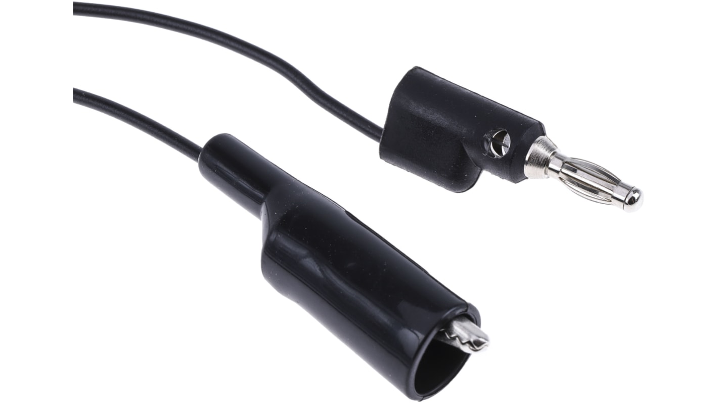 Mueller Electric 鳄鱼夹测试线, 1.5m线长, 300V, 10A, 黑色至公插