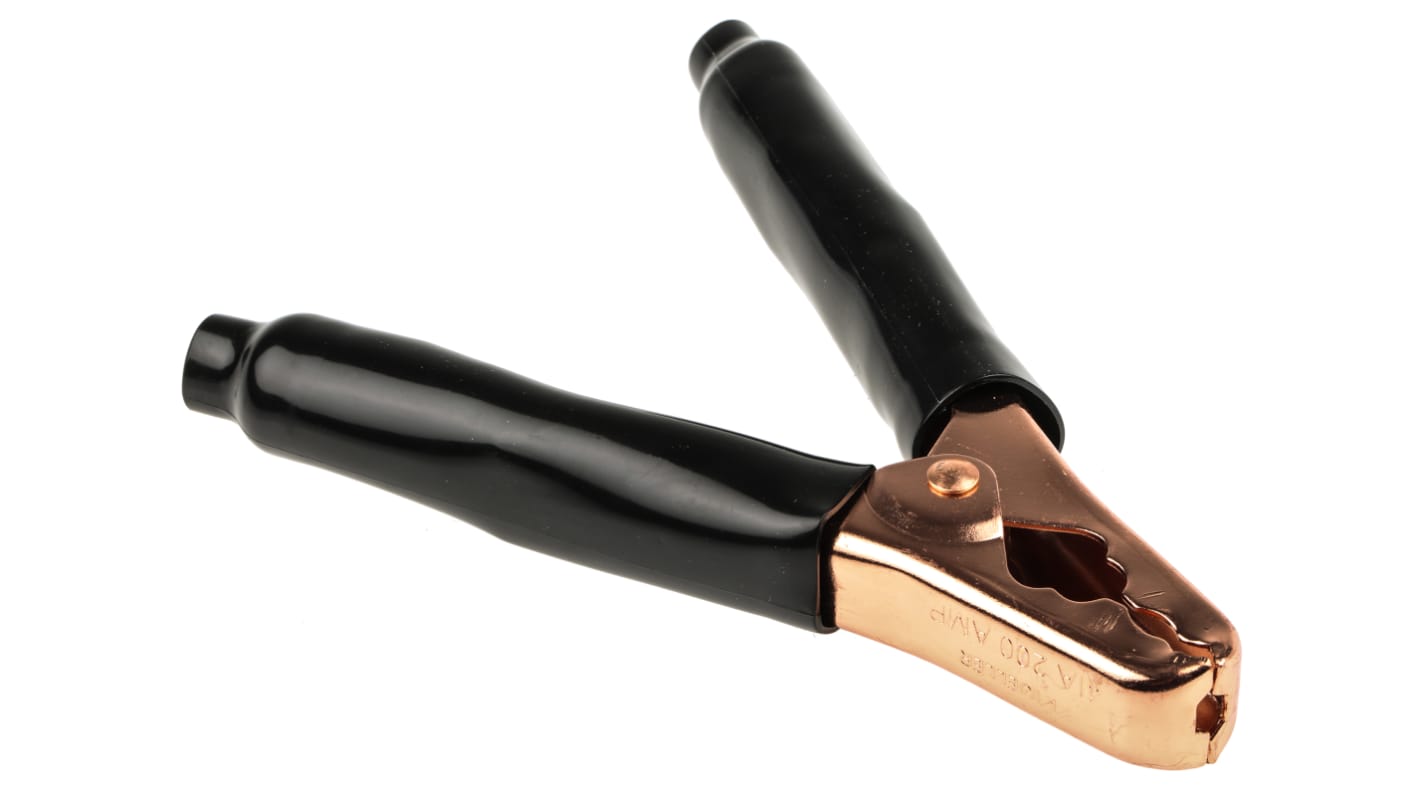 Mueller Electric 200A鳄鱼夹, 黑色, 38mm开口, 镀铜钢触点, 绝缘
