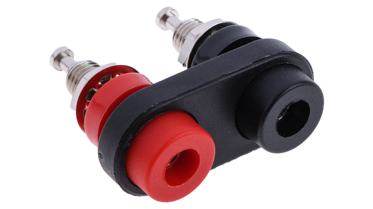 Mueller Electric Black, Red Female Banana Socket, 4 mm Connector, Solder Termination, 15A, 1000V dc, Nickel Plating