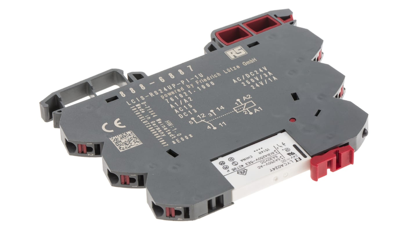 RS PRO 接口继电器, 24V 交流/直流线圈, SPDT触点, DIN导轨安装, 250V 交流/直流开关电压