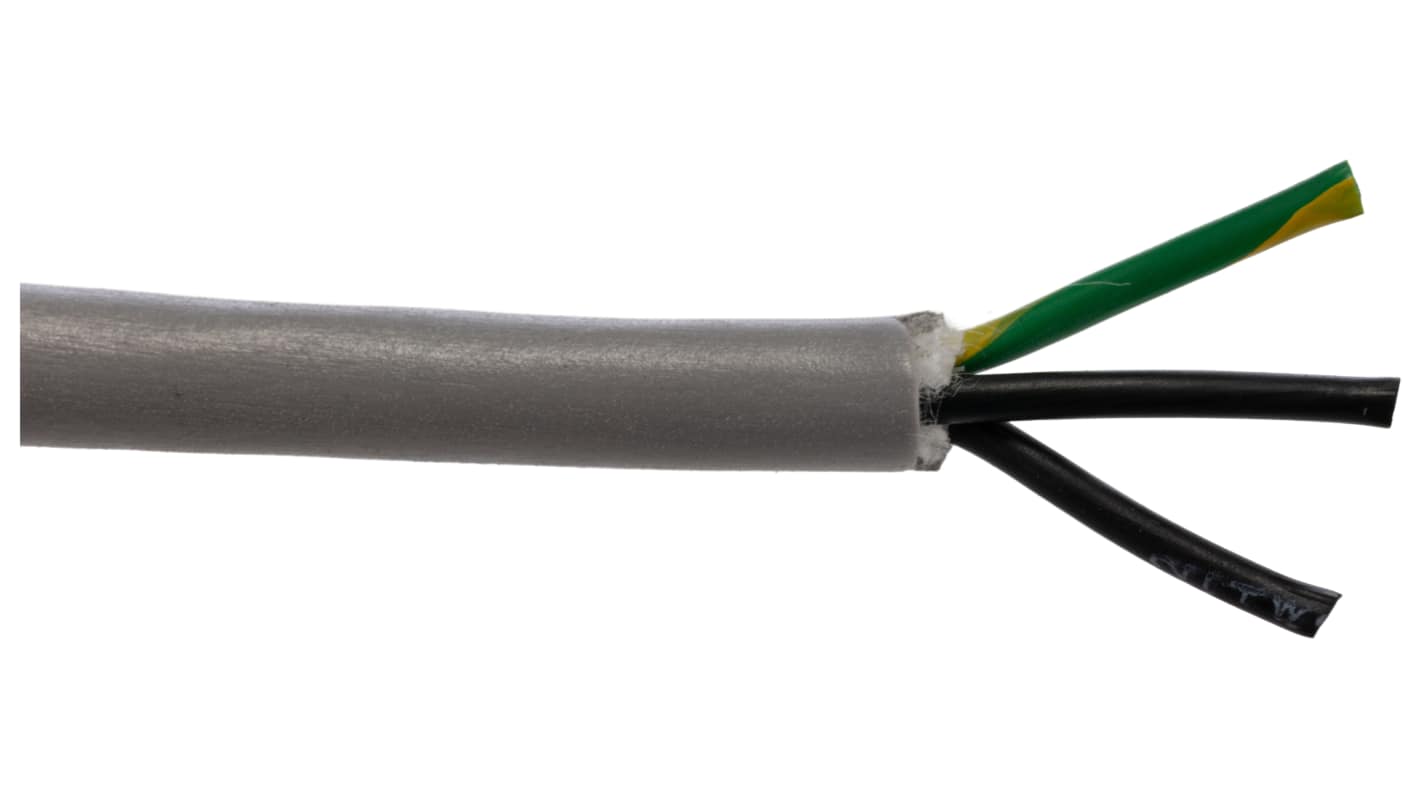 Alpha Wire Ecogen Ecoflex PUR Control Cable, 3 Cores, 0.5 mm², ECO, Unscreened, 30m, Grey PUR Sheath, 20 AWG