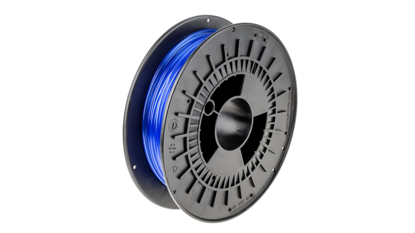 RS PRO 2.85mm Translucent Blue PET-G 3D Printer Filament, 500g