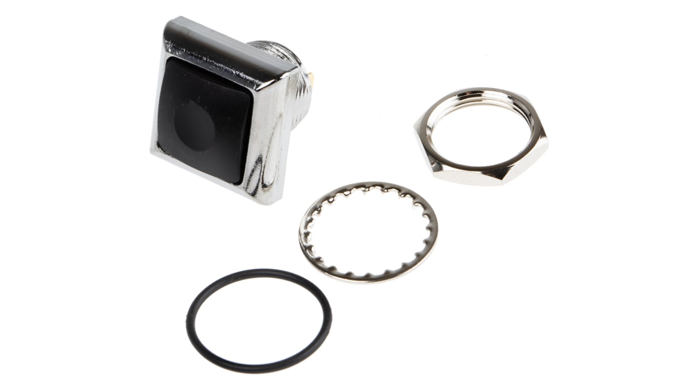 RS PRO Miniature Push Button Switch, Momentary, Square Threaded, 13.6mm Cutout, SPST, 250 V ac @ 200 mA, 50 V dc @ 200