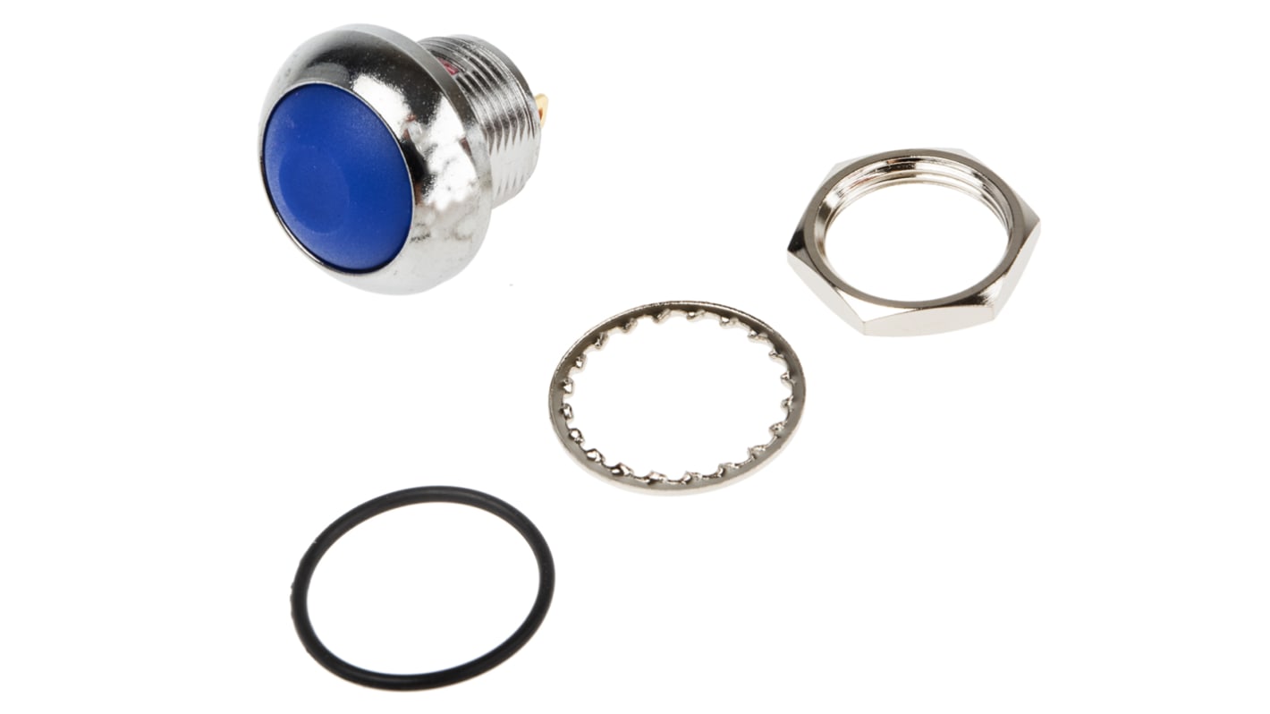 RS PRO Miniature Push Button Switch, Momentary, Threaded, 13.6mm Cutout, SPST, 250 V ac @ 200 mA, 50 V dc @ 200 mA, IP67