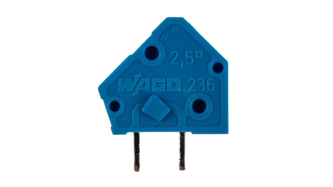WAGO PCB端子排, 5mm间距, 24A, 250 V，320 V，630 V, THT安装, 焊接端接, 蓝色