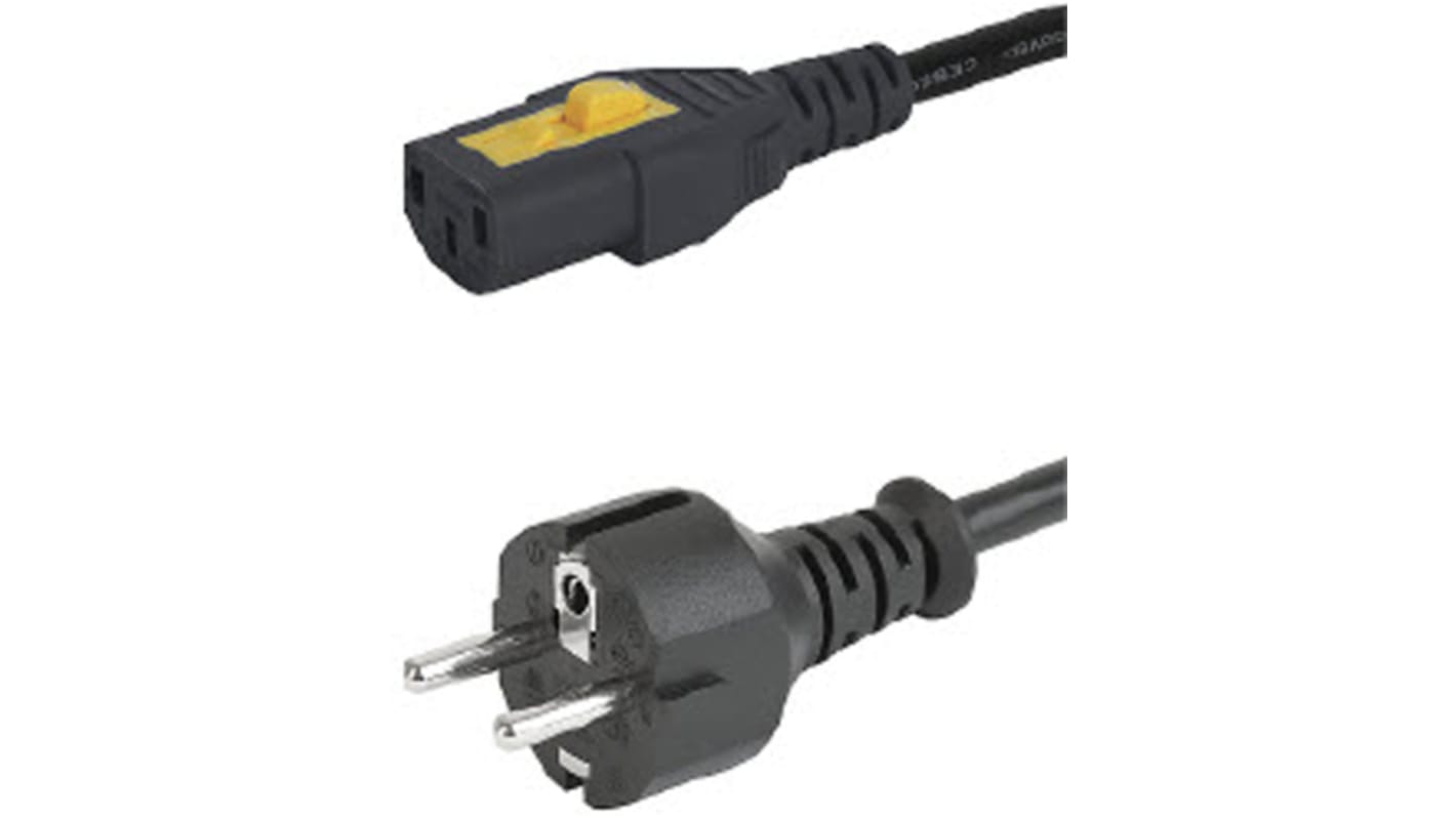 Schurter IEC C13 Socket to CEE 7/7 Plug Power Cord, 2m