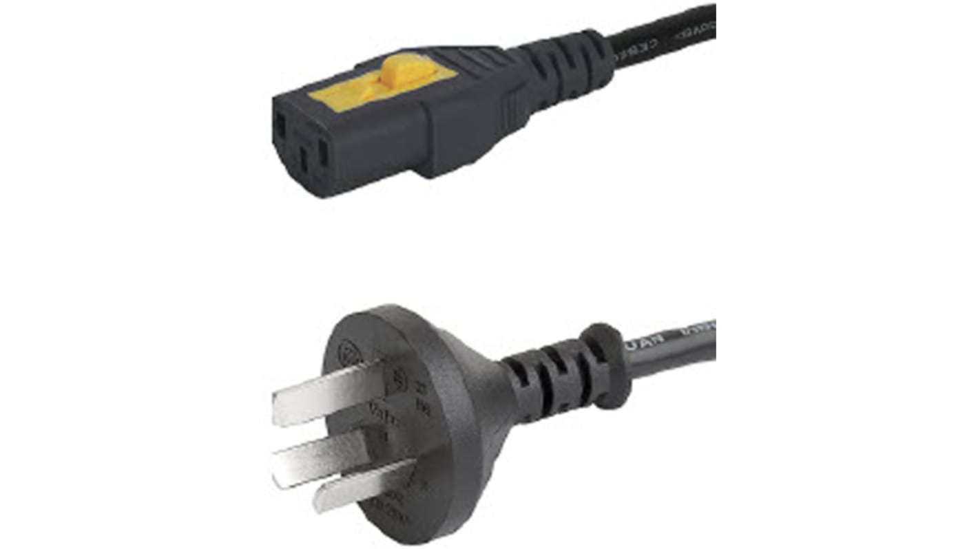 Schurter IEC C13 Socket to Type I Chinese Plug Power Cord, 2m