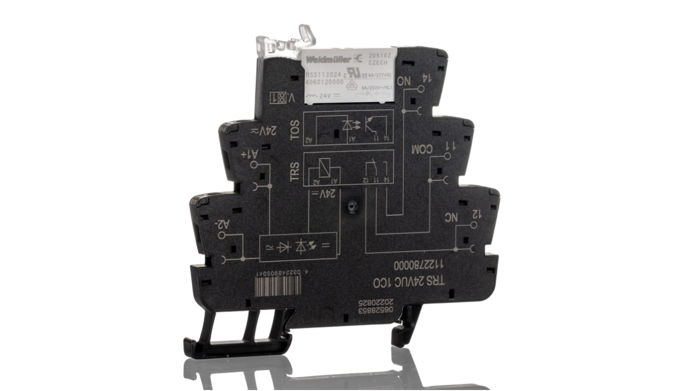 Weidmuller TRS Series Interface Relay, DIN Rail Mount, 24V Coil, SPDT, 1-Pole