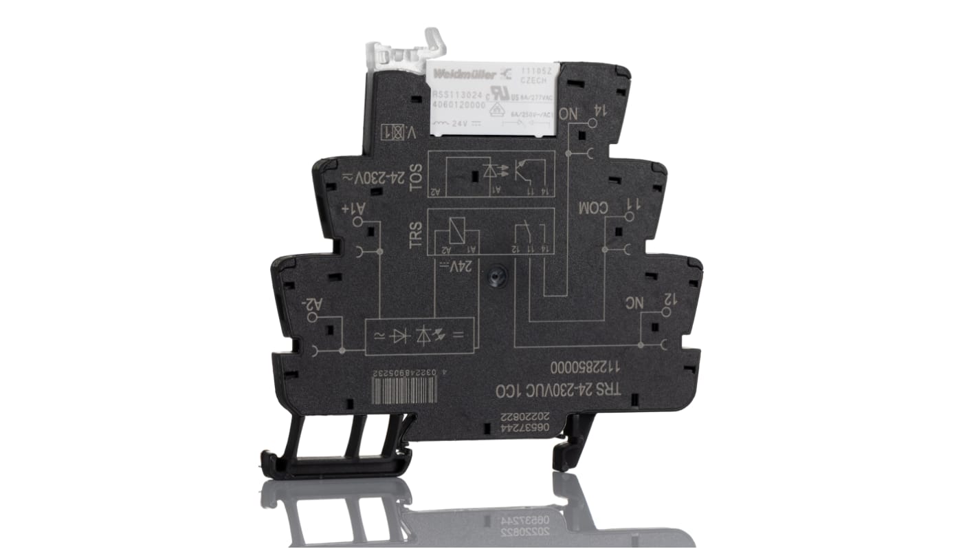 Weidmuller TRS Interface Relais, 24V ac/dc / 230V ac/dc 24 → 230V ac/dc, 1-poliger Wechsler DIN-Schienen 250V ac