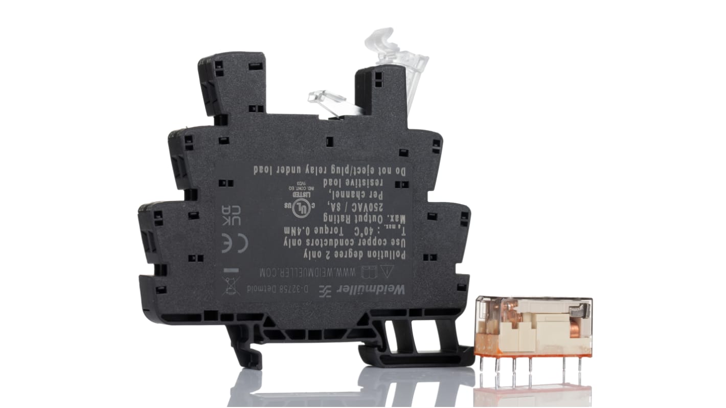 Weidmuller TRS Series Interface Relay, DIN Rail Mount, 24 → 230V ac/dc Coil, DPDT, 2-Pole, 8A Load
