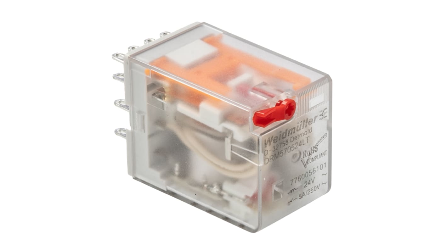 Weidmuller Panel Mount Power Relay, 24V ac Coil, 4PDT