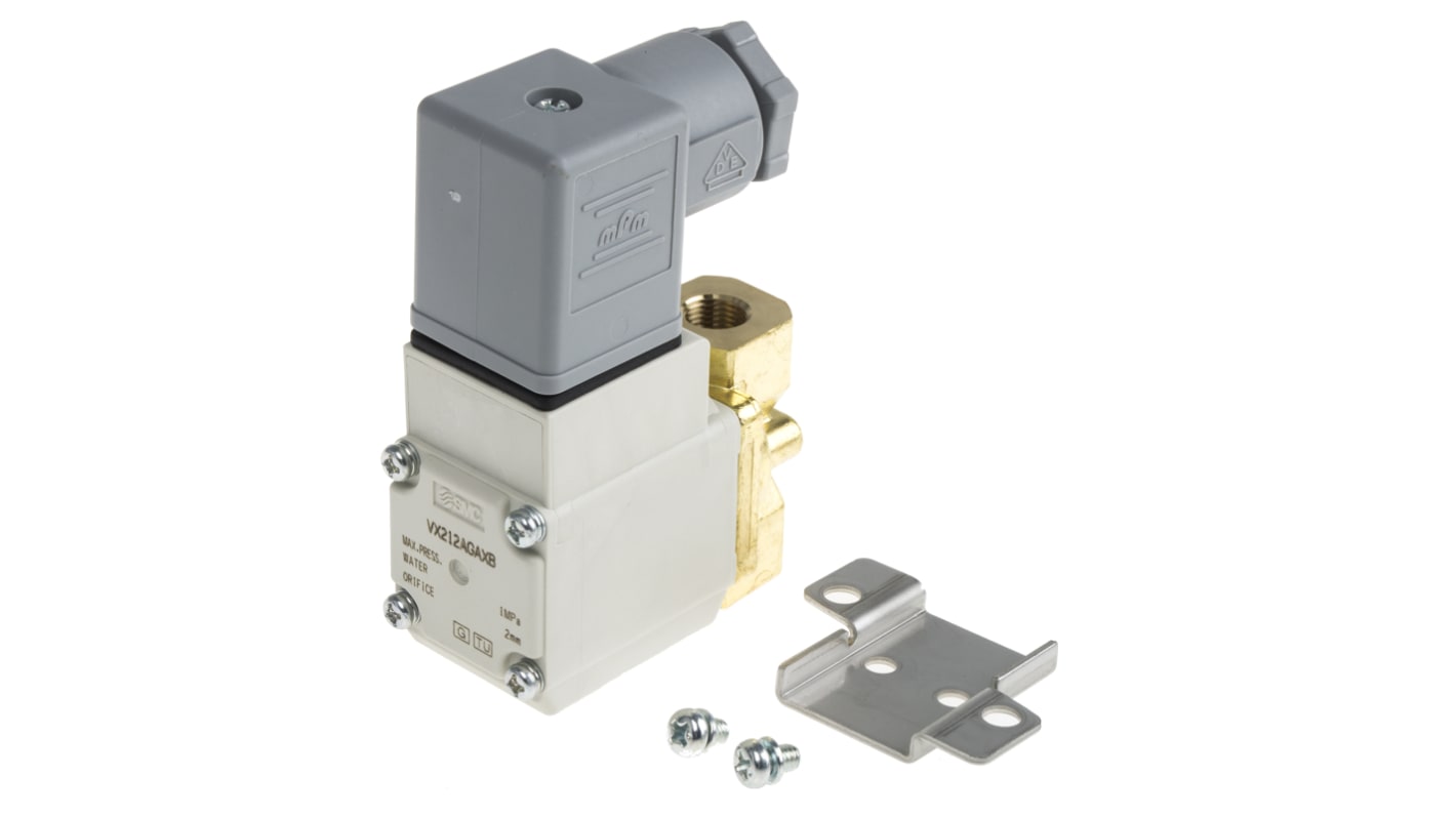 Electrodistributeur pneumatique SMC série VX21 fonction 2/2, Bobine/Ressort, G 1/8, 24V c.c.