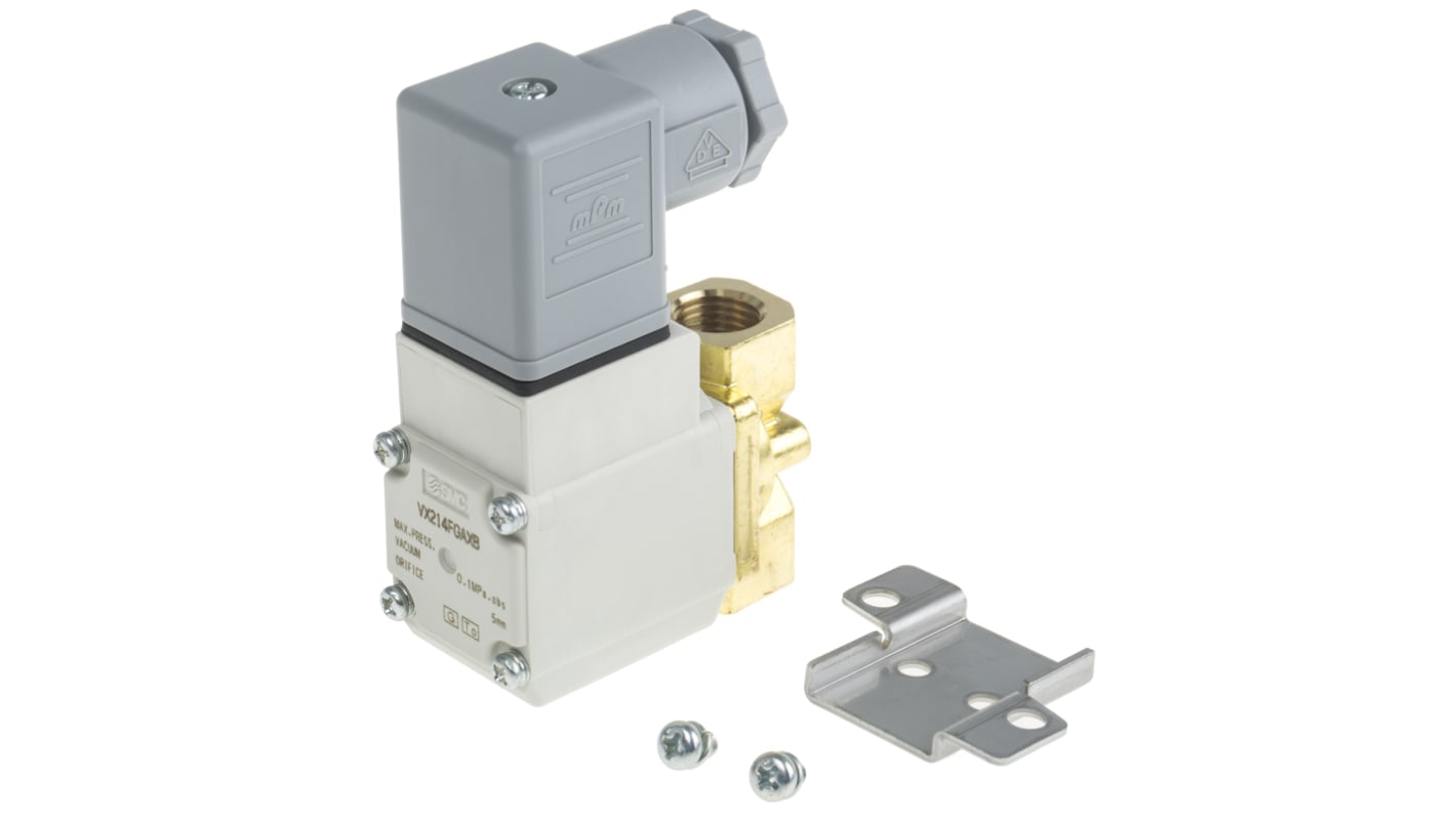 Electrodistributeur pneumatique SMC série VX21 fonction 2/2, Bobine/Ressort, G 1/4, 24V c.c.