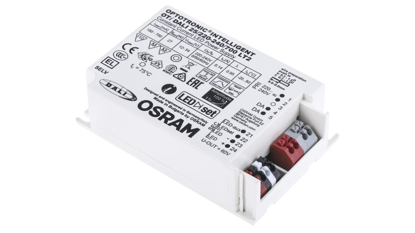 Osram LED Driver, 12 → 54V Output, 27W Output, 700mA Output, Constant Current Dimmable