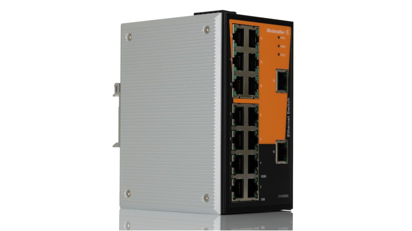 Weidmuller 16口非管理型以太网交换机, 16个RJ45口