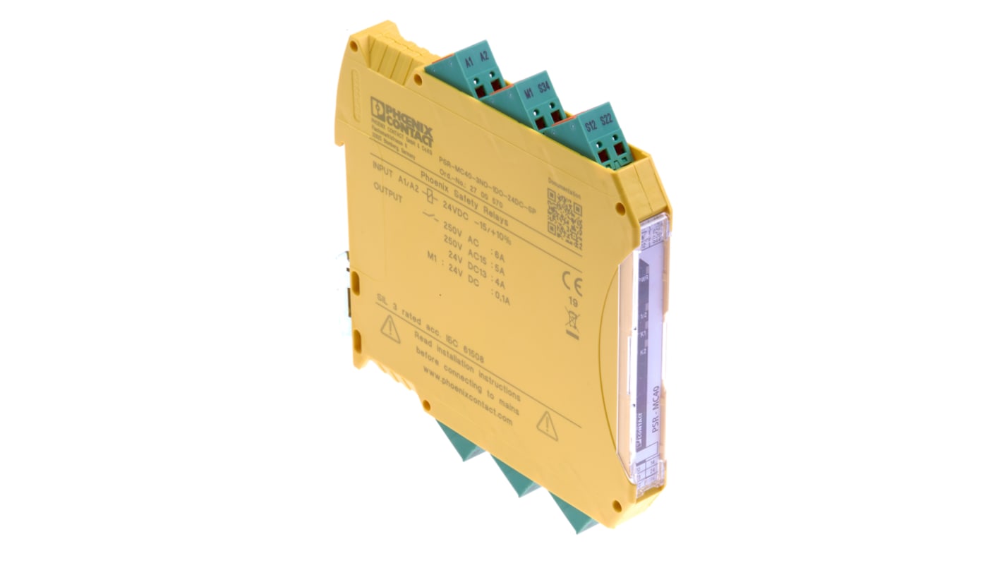 Phoenix Contact PSRmini PSR-MC40-3NO-1DO-24DC-SP 3 Auxiliary Contacts Safety Relay 24V dc, Dual-Channel 3 Safety