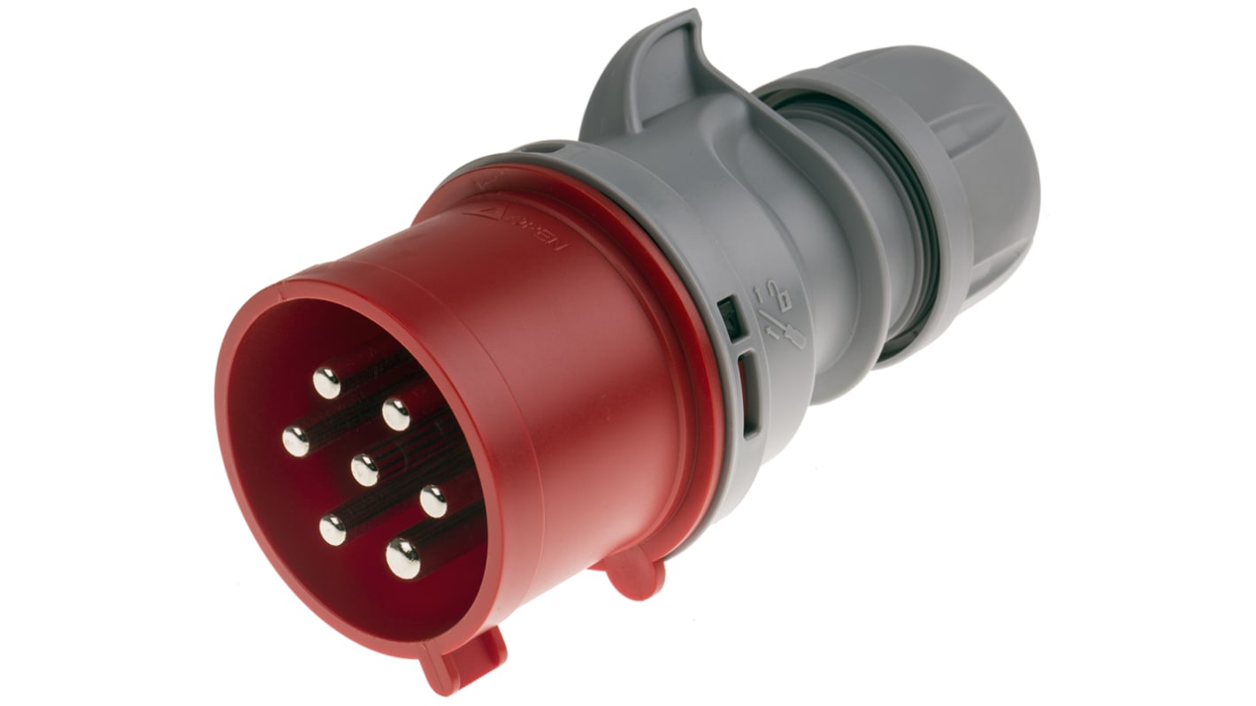 Scame, Optima IP44 Red Cable Mount 6P + E Industrial Power Plug, Rated At 32A, 415 V