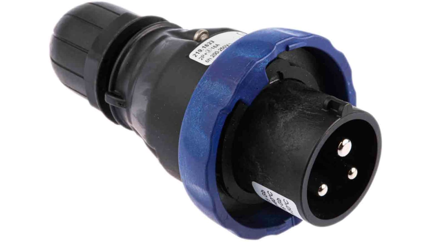 Scame IP66 Blue Cable Mount 2P + E Power Connector Plug ATEX, IECEx, Rated At 16A, 200 → 250 V