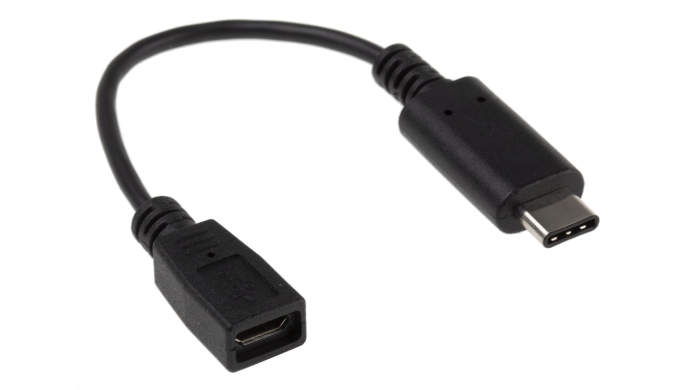 RS PRO USB 3.1 Cable Male USB C to Female Micro USB B Cable 150mm