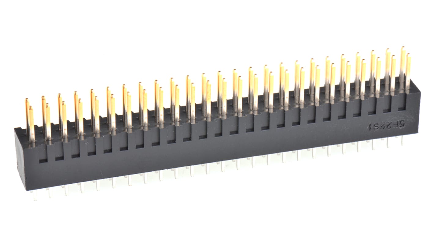 Hirose 50p双排排针 直向线对板连接器, 2.54mm间距, 1.0A, 200.0 V, THT安装, HIF3E系列