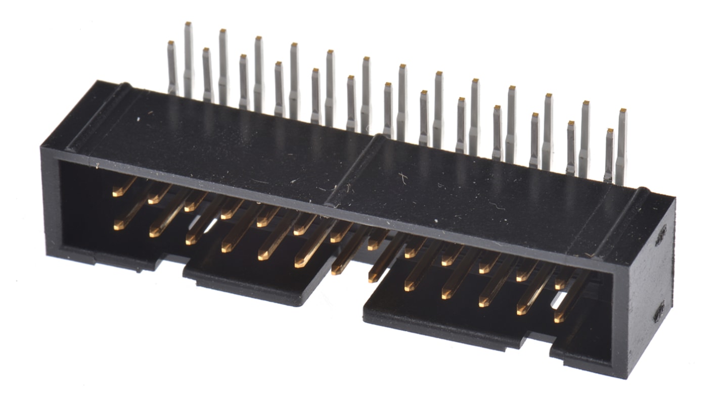 Hirose HIF3FC Series Right Angle Through Hole PCB Header, 26 Contact(s), 2.54mm Pitch, 2 Row(s), Shrouded