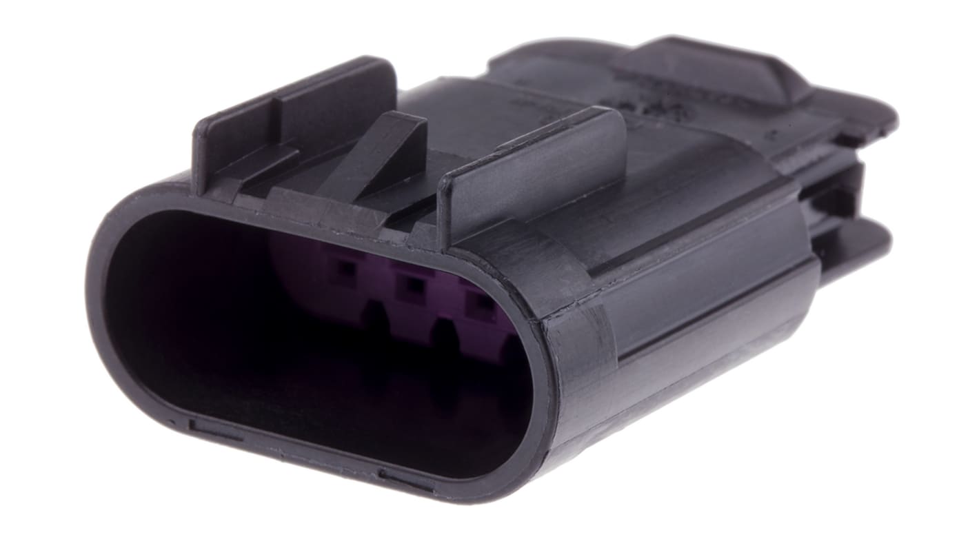 Delphi, GT 150 Automotive Connector Plug Black Cable Mount 4 Way, Crimp Termination 15487755