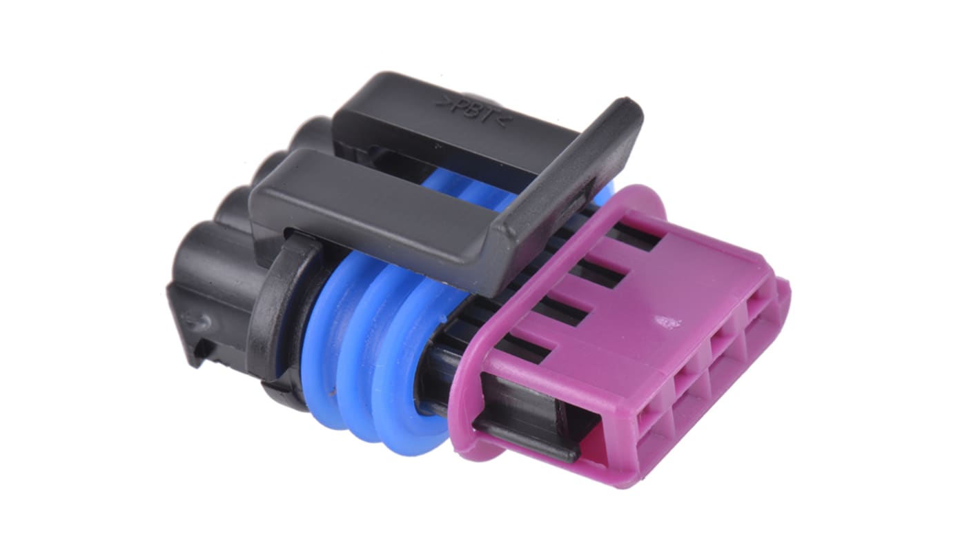 Connettore automotive Delphi, Femmina, 15A, 4 vie, file, Montaggio su cavo