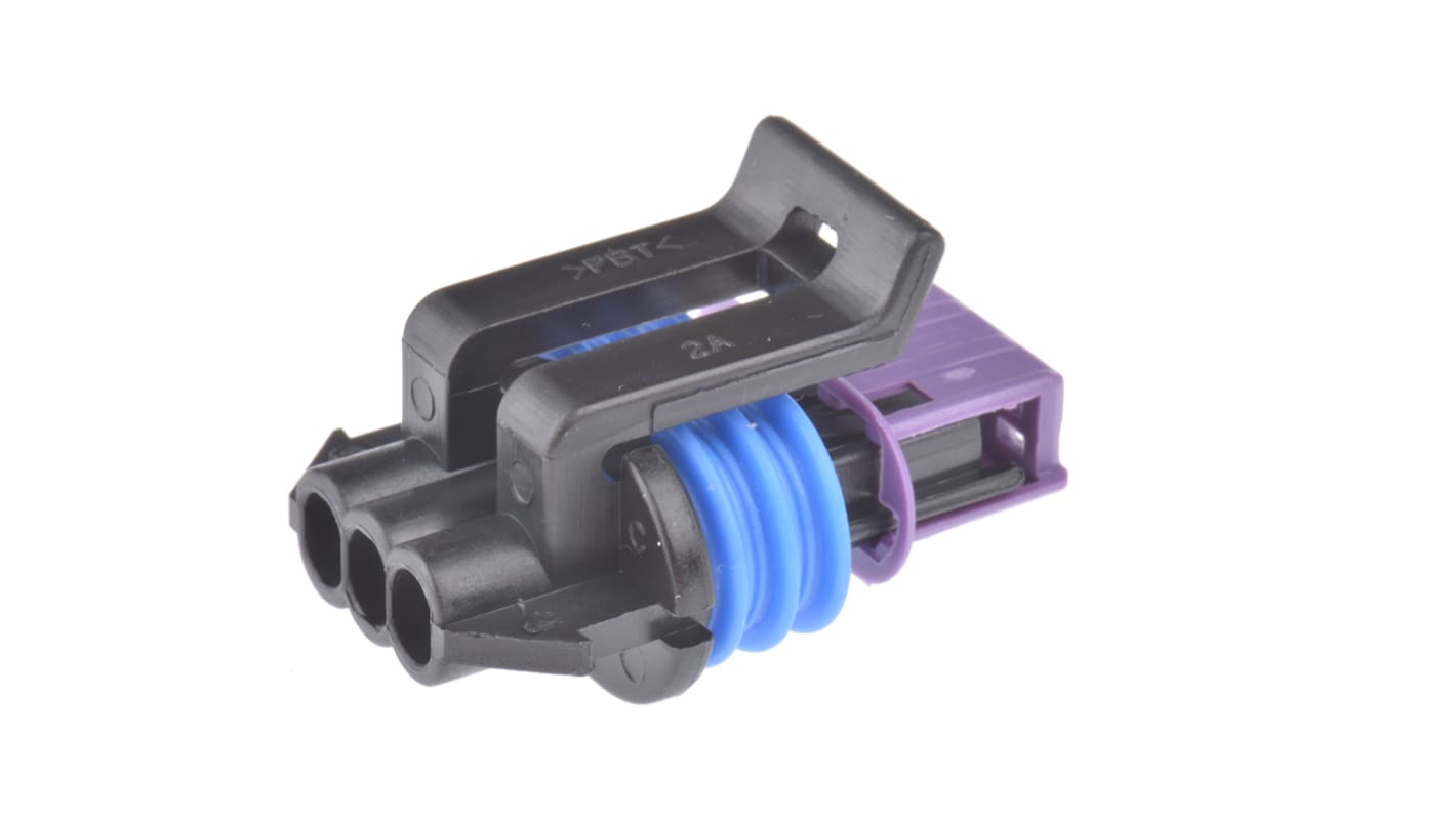 Delphi, GT 150 Automotive Connector Socket Black Cable Mount 3 Way, Crimp Termination 15491547