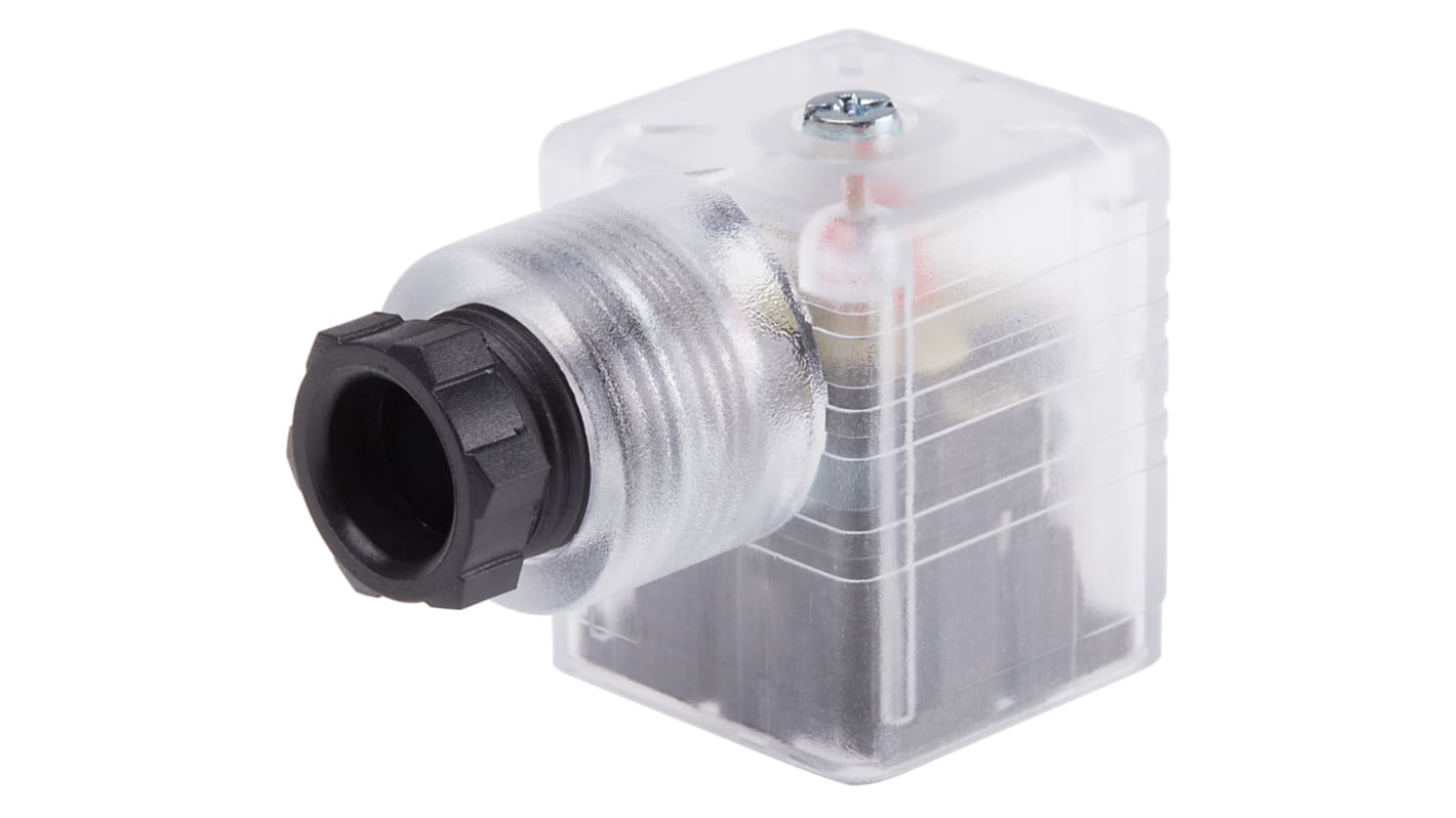 Conector de válvula DIN 43650 A RS PRO, hembra, 2P+E, 24 V dc, 10A, prensaestopas PG9, Montaje por Tornillo