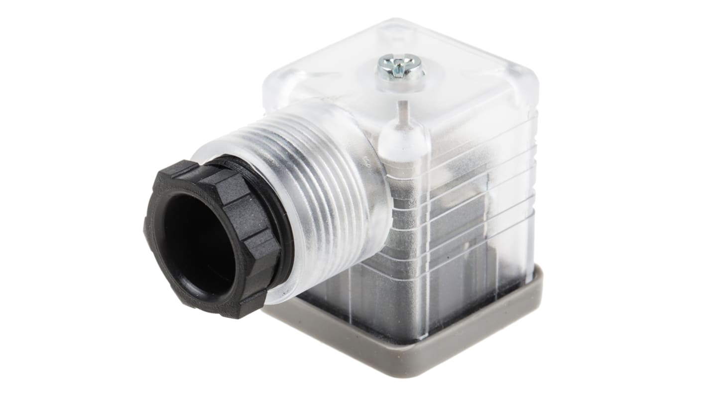 Conector de válvula DIN 43650 A RS PRO, hembra, 2P+E, 110 V dc, 10A, prensaestopas PG11, Montaje por Tornillo