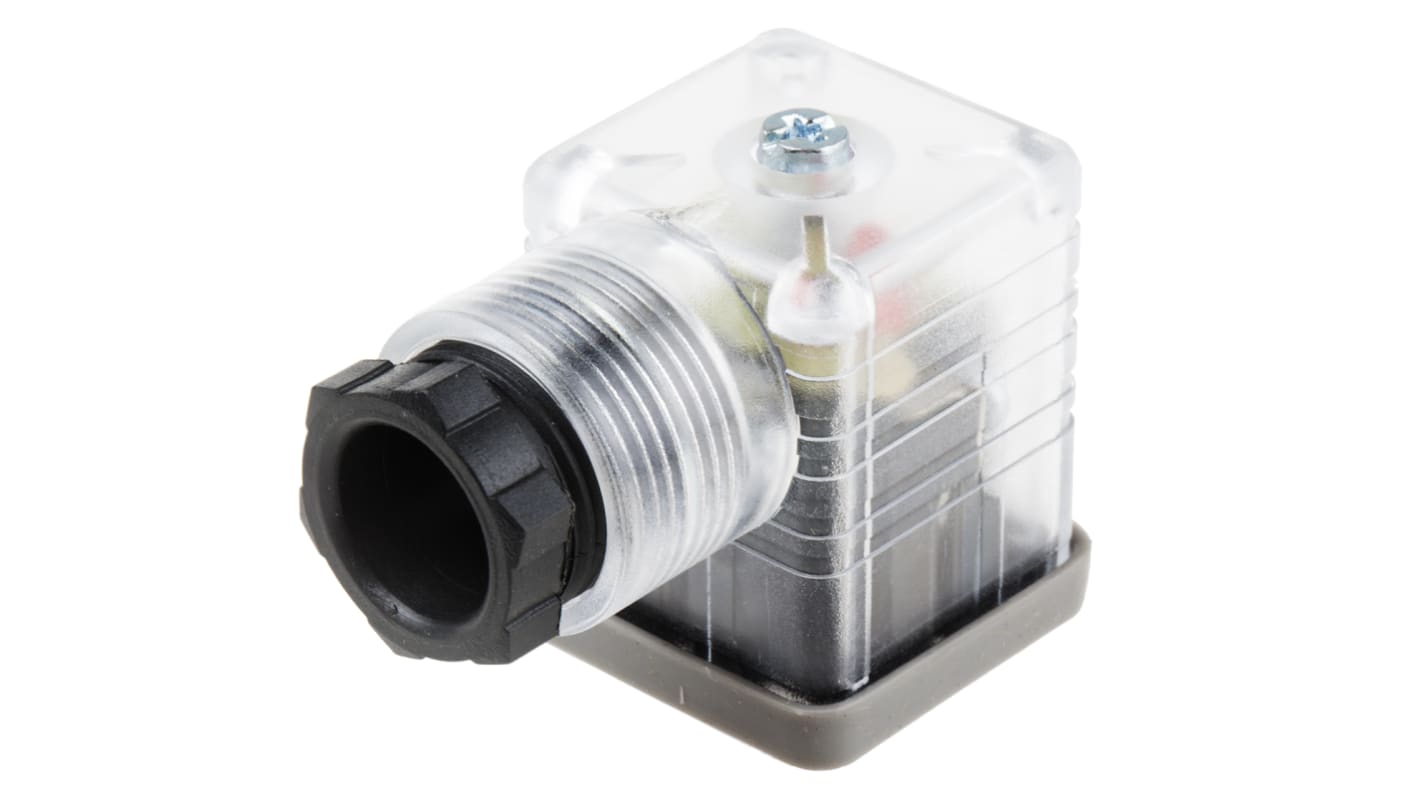 RS PRO 3P+E DIN 43650 A, Female Solenoid Connector,  with Indicator Light, 24 V ac Voltage