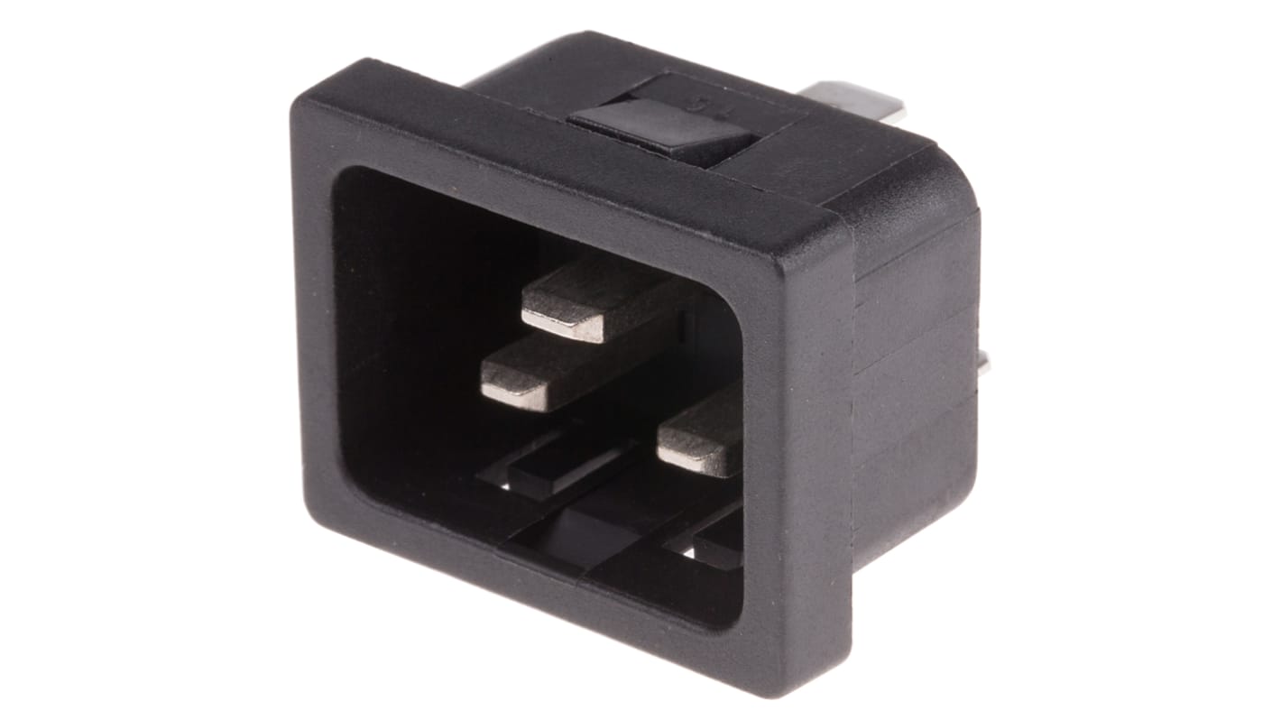 RS PRO Snap-In IEC Connector Male, 20A, 250 V