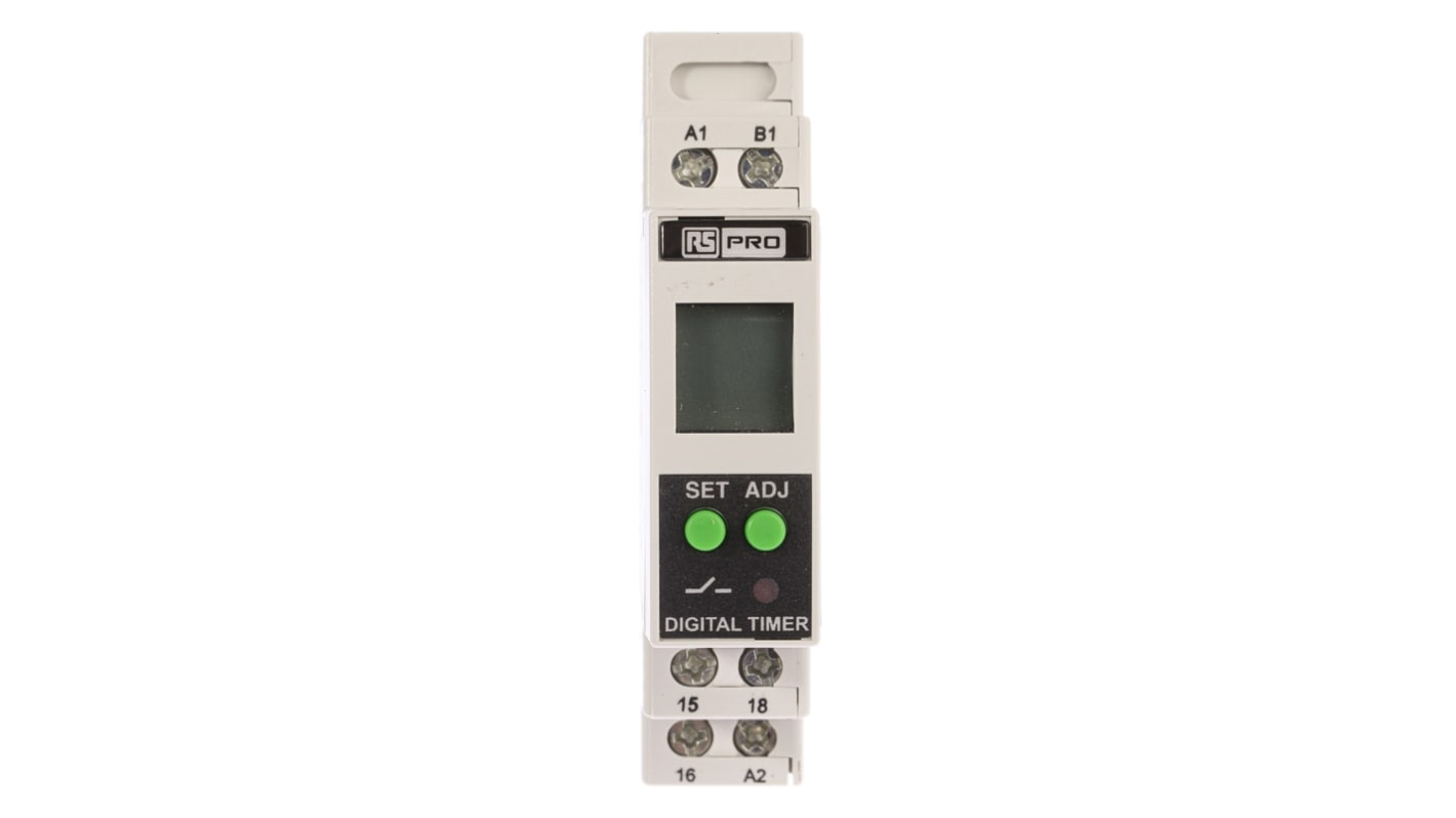RS PRO 多功能时间继电器, 24 → 240V 交流/直流电源, 01. s → 999h范围, 1触点