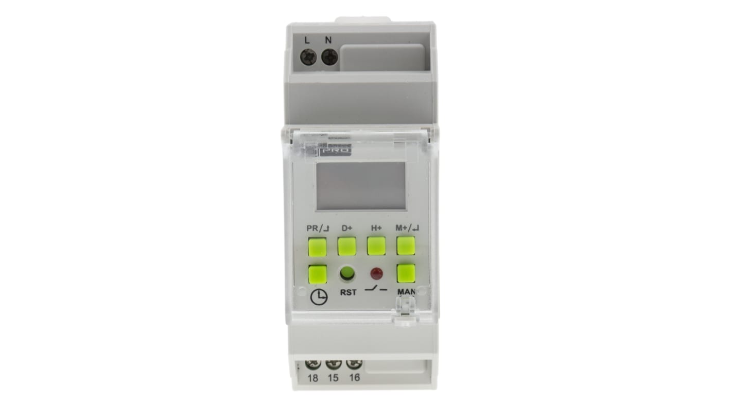 RS PRO Digital Pulse Switch DIN Rail Time Switch 110 → 240 V ac, 1-Channel