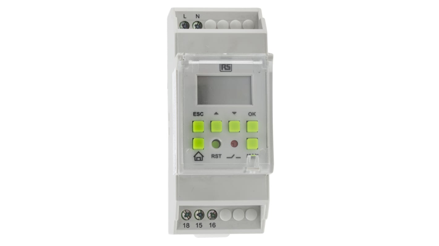 RS PRO Digital DIN Rail Time Switch 110 → 240 V ac, 1-Channel