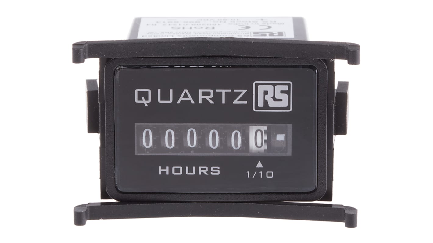 RS PRO Hour Meter Counter, 6 Digit, 50Hz, 10 → 80 V dc
