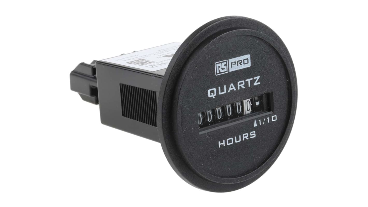 RS PRO Hour Meter, 6 Digit Analogue, 50Hz, 10 → 80 V dc
