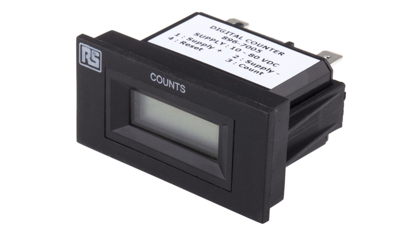RS PRO Impulse Counter, 6 Digit LCD, 30Hz, 10 → 80 V dc