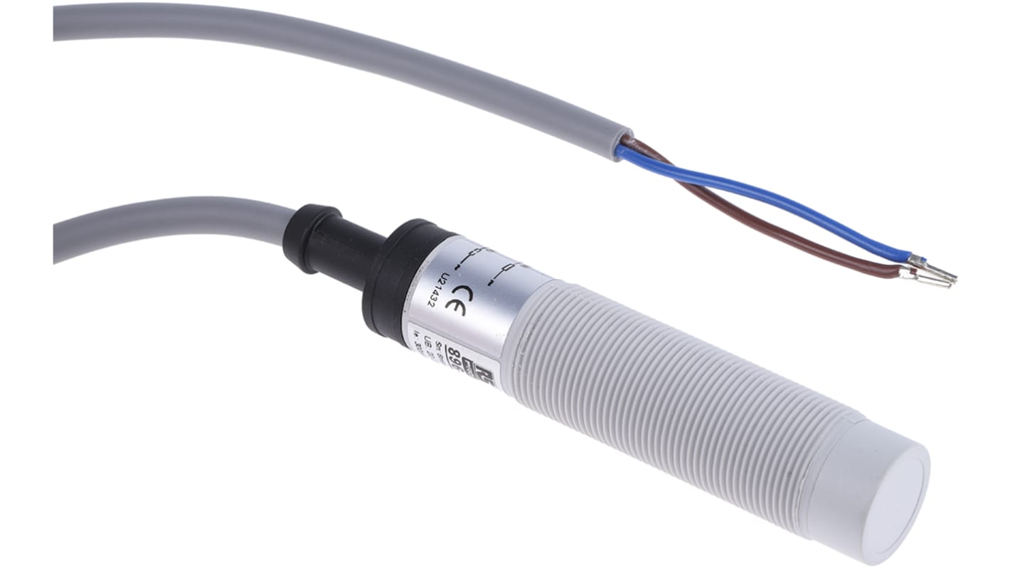 RS PRO Capacitive Barrel Proximity Sensor, M18, 8 mm Detection, 2-Wire NO, 20 → 250 V ac