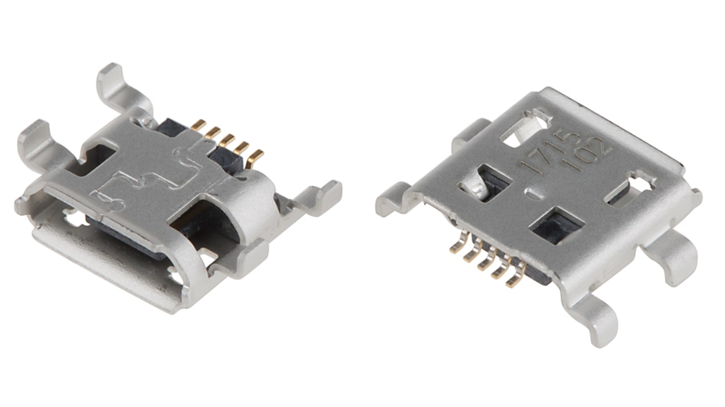Connettore USB Micro tipo B 2.0 Molex Femmina, Montaggio con foro passante