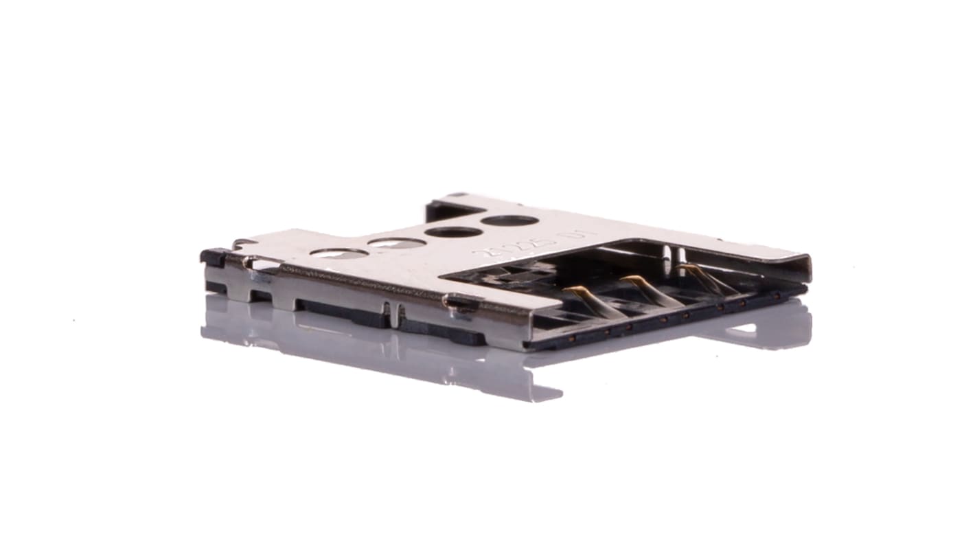 Molex Micro SIM卡槽, 母座, 6p, 1.27mm间距, 推入式端接, SMT安装, 直向