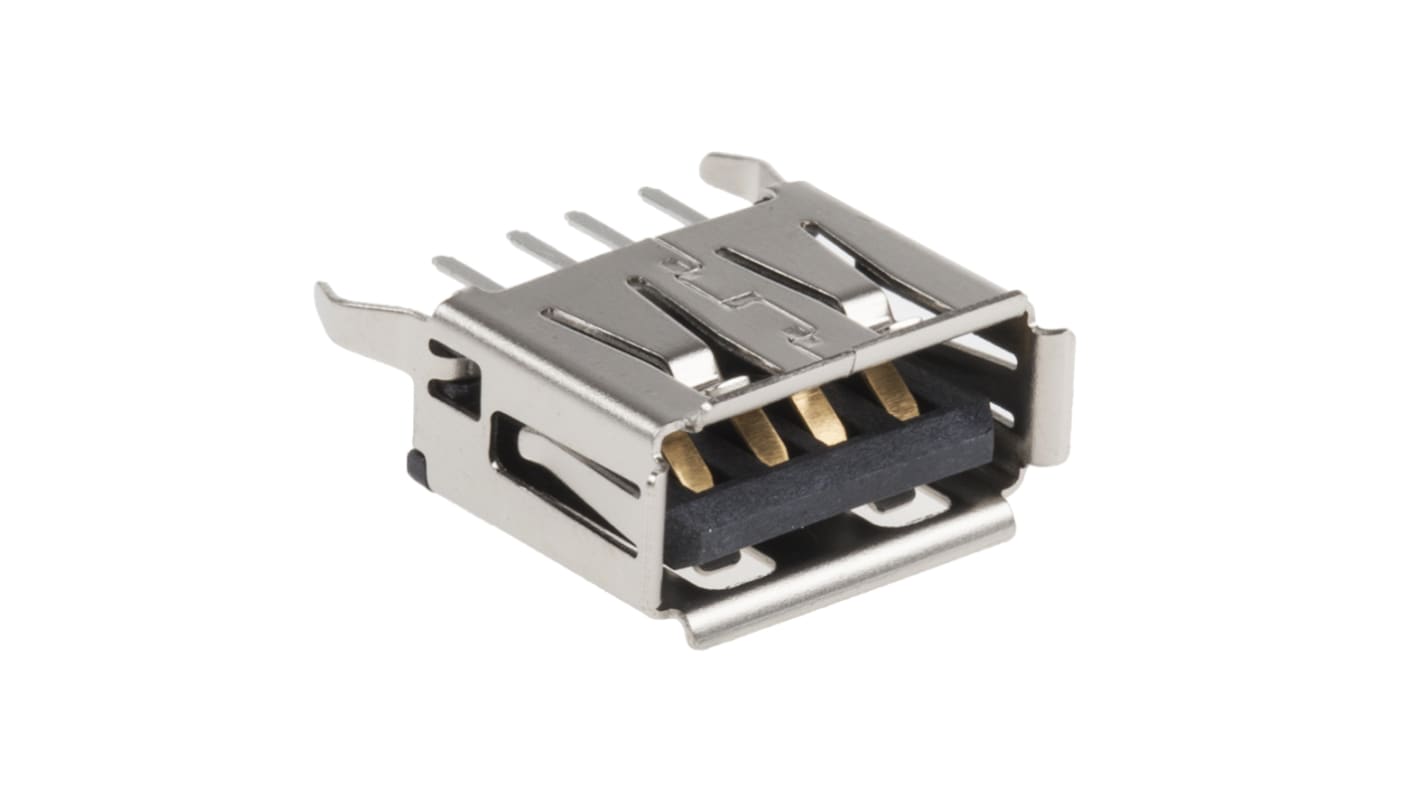 Molex USB接口, A型2.0, 焊接端接, THT安装, 直向