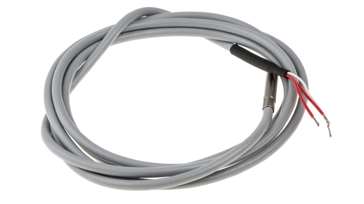 Sensor RTD PT100 RS PRO, sonda: Ø 5mm, long. 50mm, cable de 1.5m, temp. -20°C → +100°C