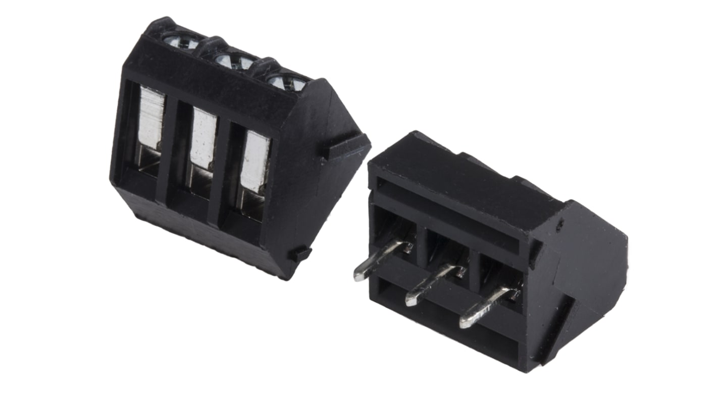 RS PRO PCB Terminal Block, 3-Contact, 5mm Pitch, Through Hole Mount, 1-Row, Screw Termination
