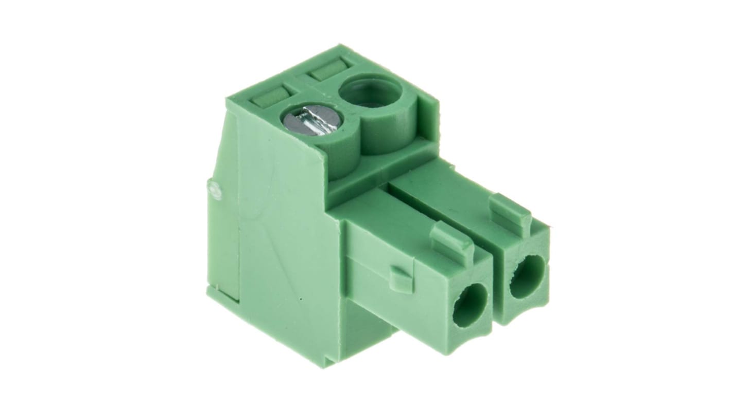 RS PRO, 3.5mm Pitch, 2 Way, Right Angle, Pluggable Terminal Block, Plug, Through Hole, Screw Termination