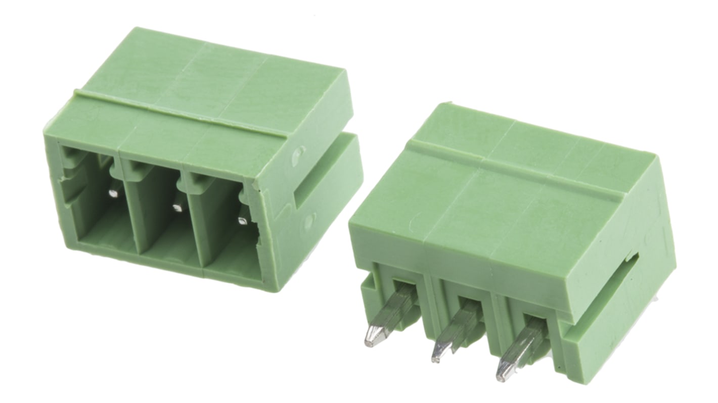RS PRO 3.5mm Pitch 3 Way Pluggable Terminal Block, Header, Through Hole, Solder Termination